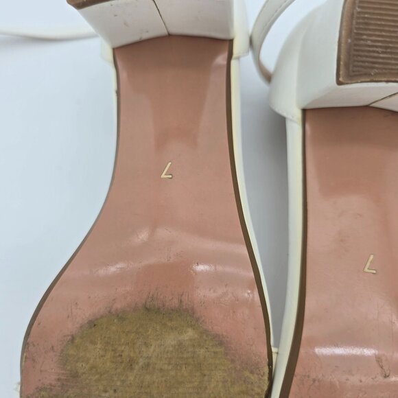 Idifu Womens Low Block Heel Sandals White Ankle Strap Open Toe Size 7 - Picture 9 of 9